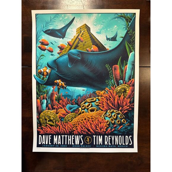 Dave Matthews & Tim Reynolds Riviera Maya Cancun Mexico Stingray Poster Max Mahn - Picture 1 of 5